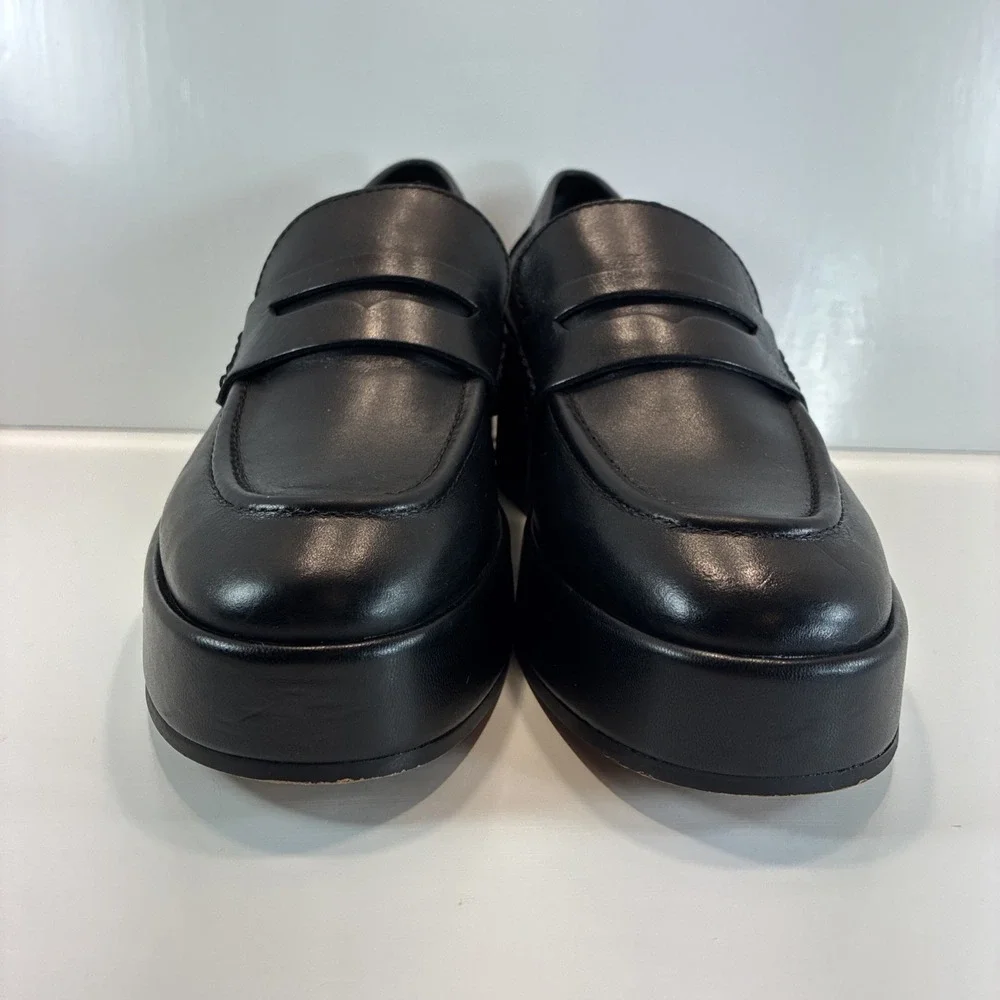 Women's 7.5 Shoes Dolce Vita Black Leather Yanni Platform Penny Loafers Mint
